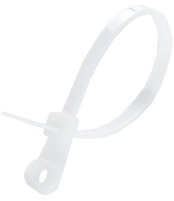 APRO 5х200 Стяжка кабельна з кiльцем біла (пач. 100 шт.) 28087 фото